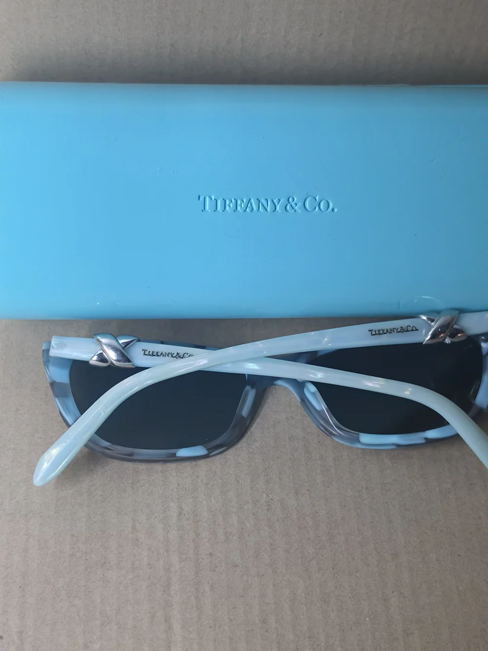 Tiffany & Co. Blue Tortoiseshell Sunglasses with Blue Case